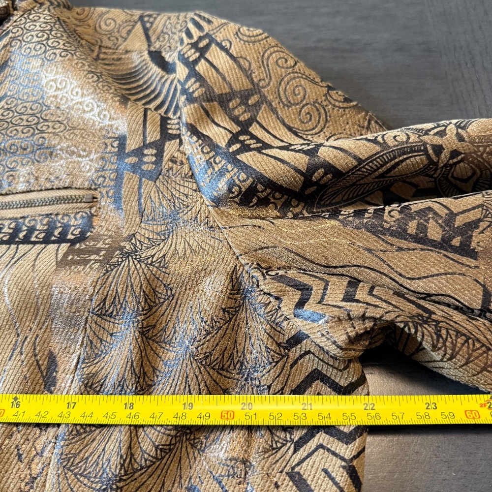 Multiples Women’s Long Sleeve Full Zip Ethnic abstract‎ print Brown Jacket Sz L - Picture 8 of 9